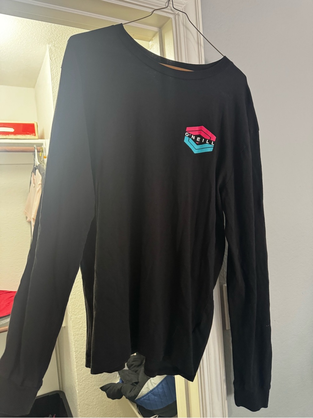 O'Neill Black long sleeve with Pink and Teal Logo